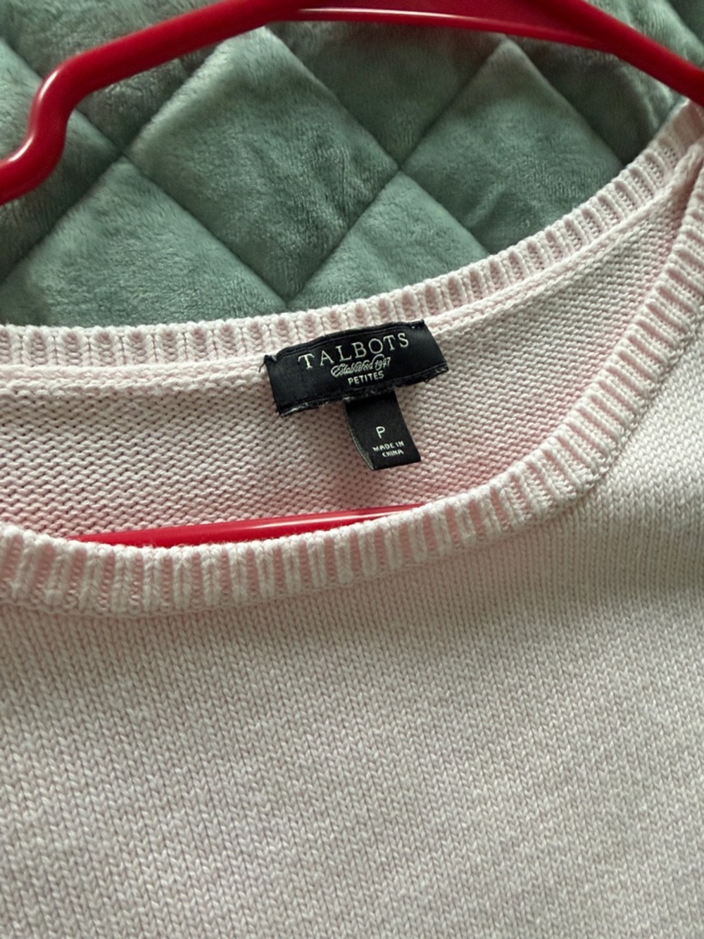 Talbots Petite Pale Pink Crewneck Sweater